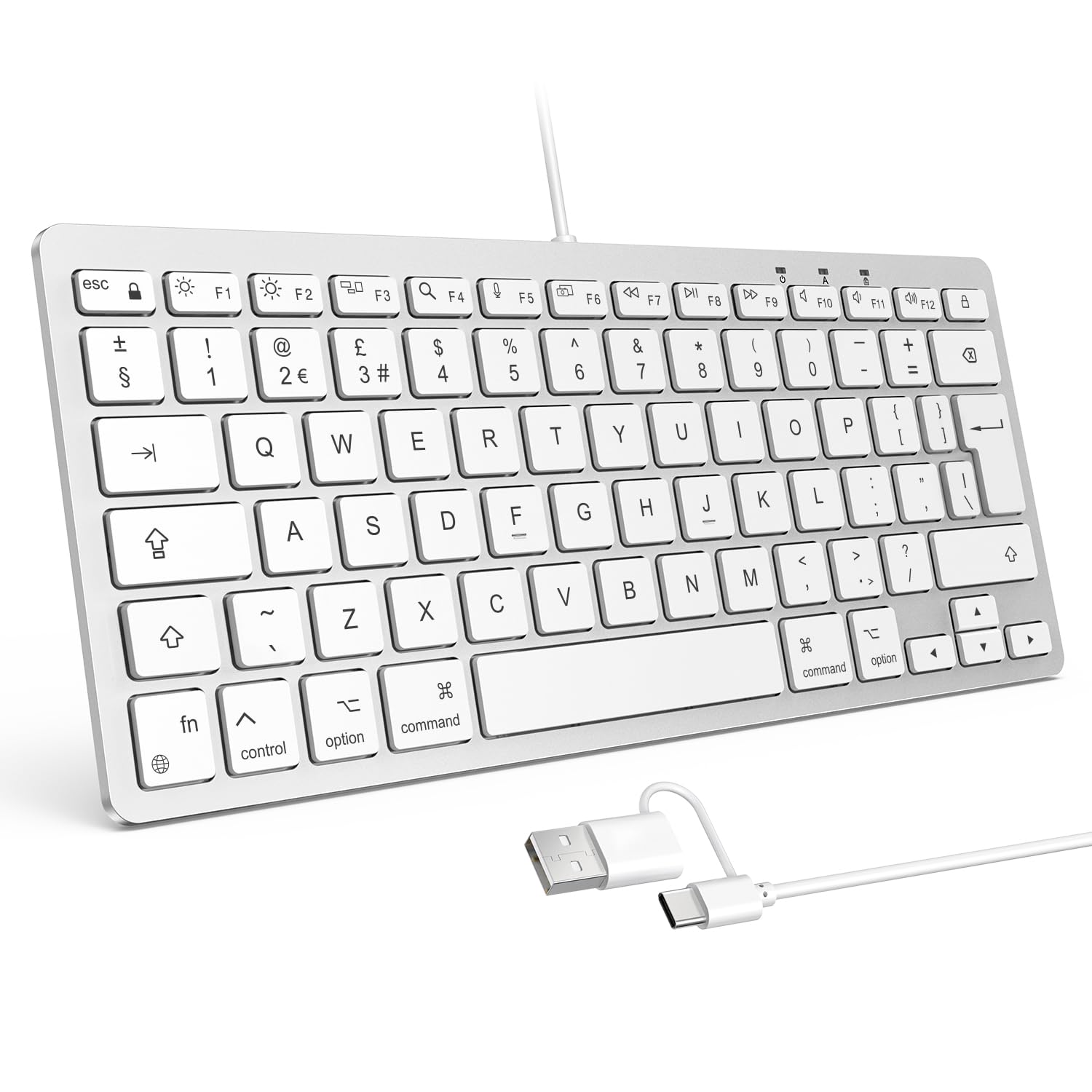 OMOTON Wired Mini Keyboard for Mac – USB & Type-C Dual Interface