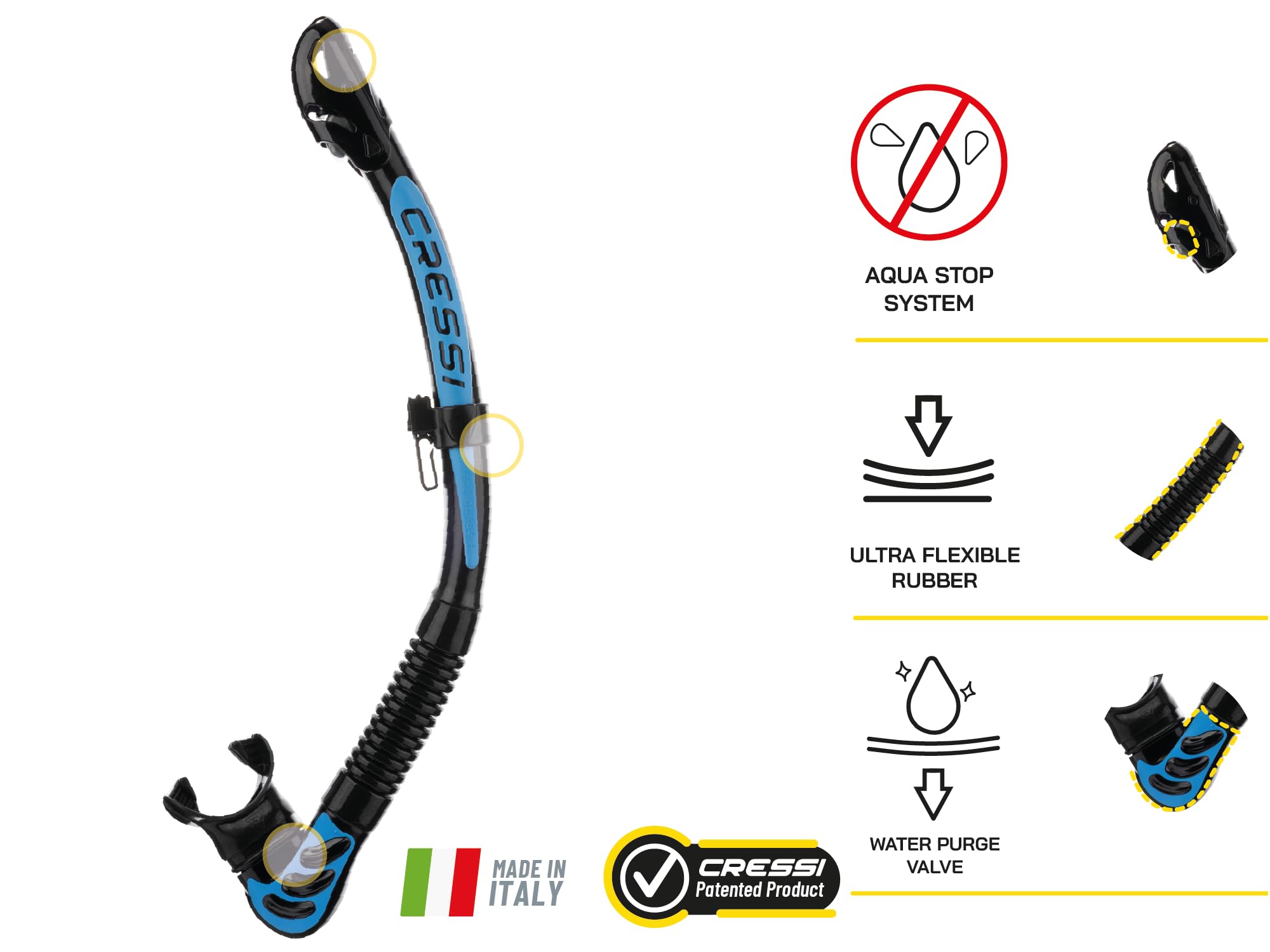 Cressi Big Eyes Evolution Mask & Alpha Dry Snorkel Set - Black/Blue