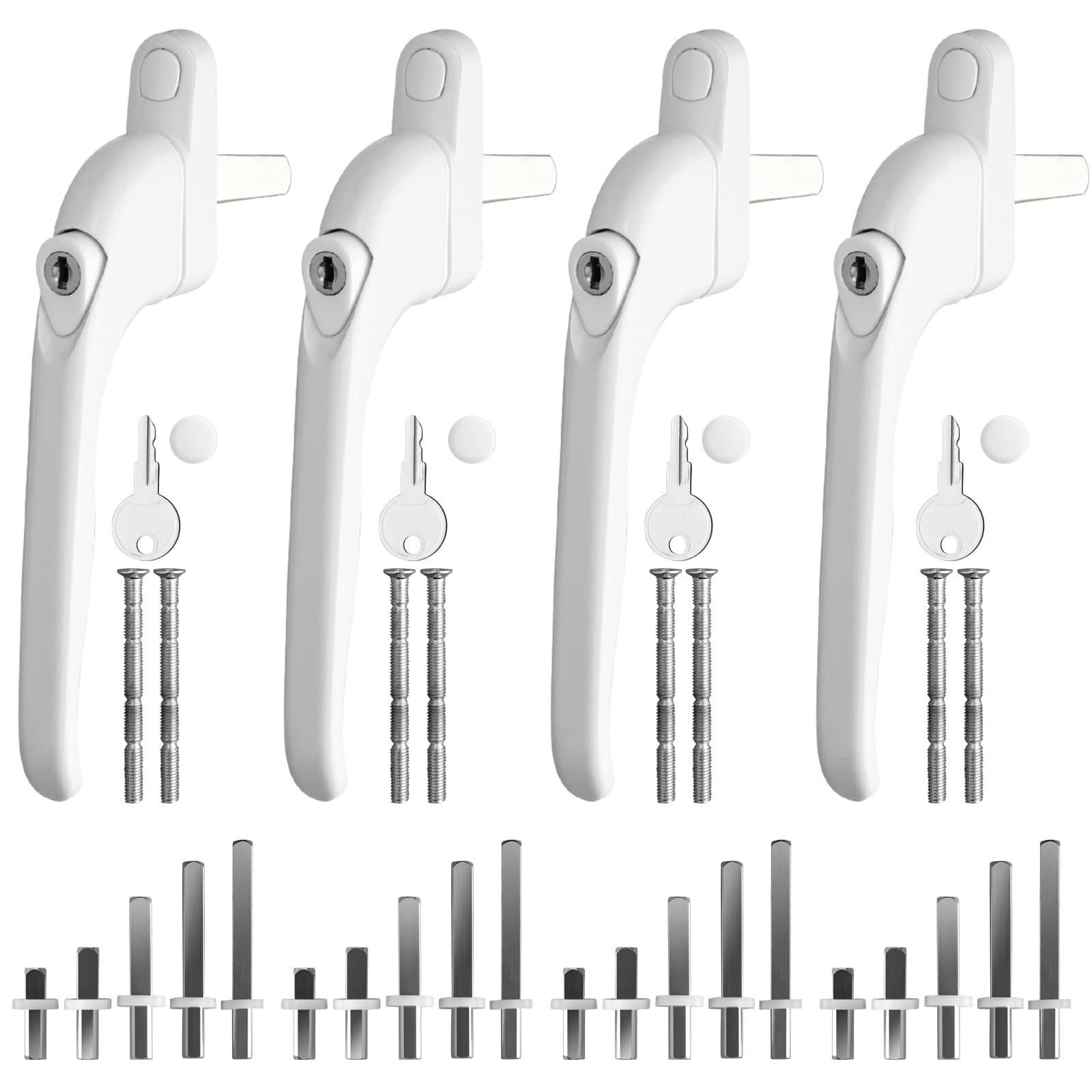 Kamtop 4 Pcs Universal Espag Window Handles – Lockable Aluminum uPVC