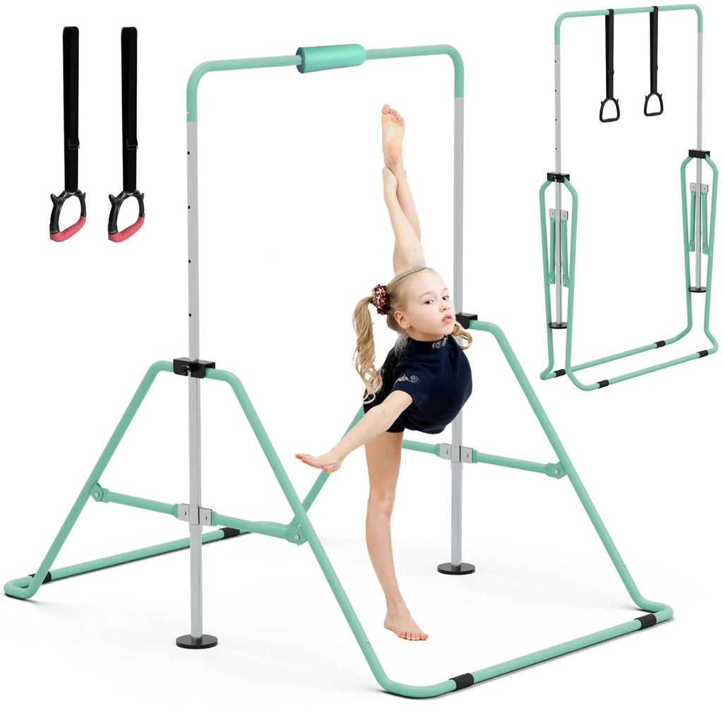 GYMMAGE Gymnastics Kip Bar with Pad | Adjustable Folding Training Bar