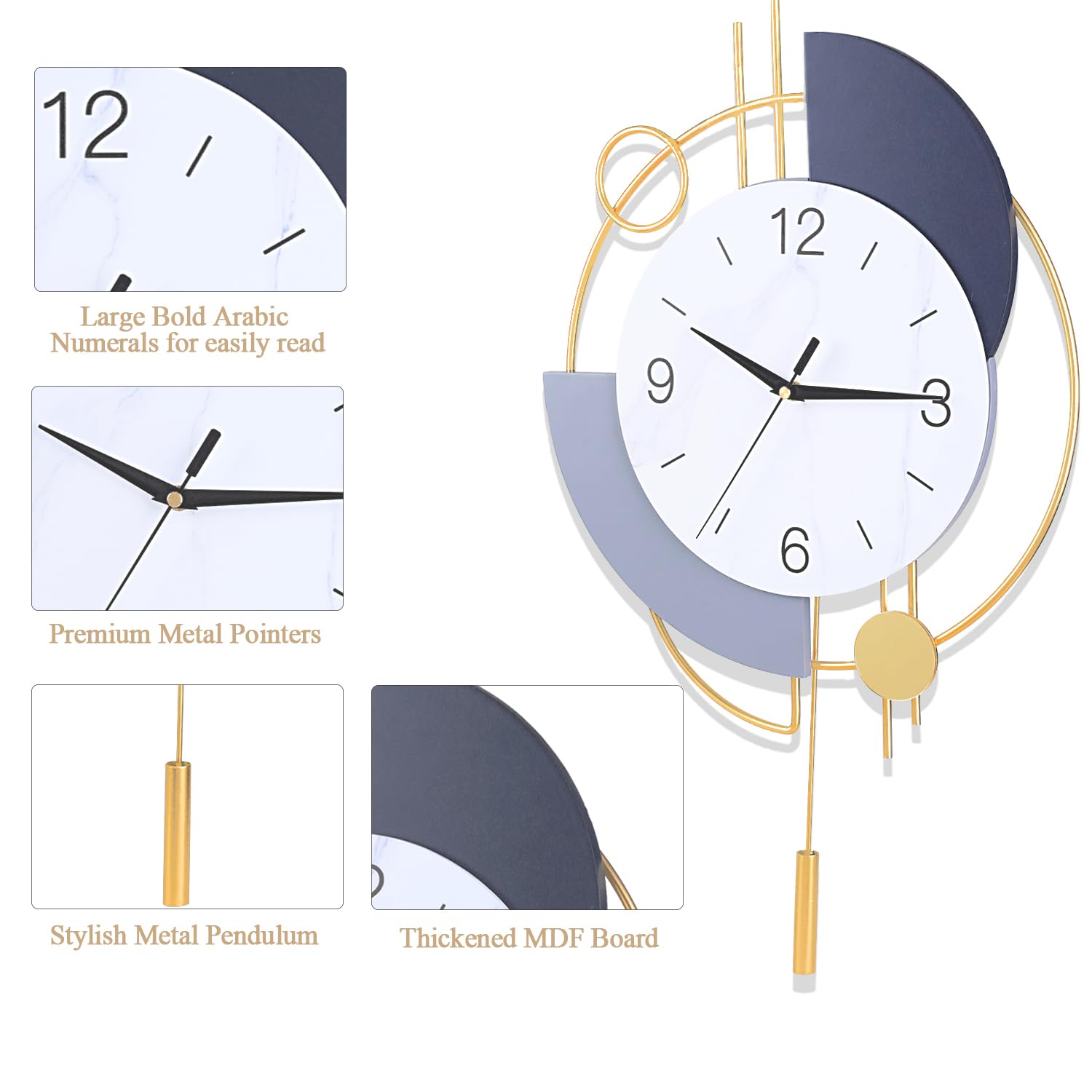 Large Modern Wall Clock – Silent Metal Decorative Timepiece