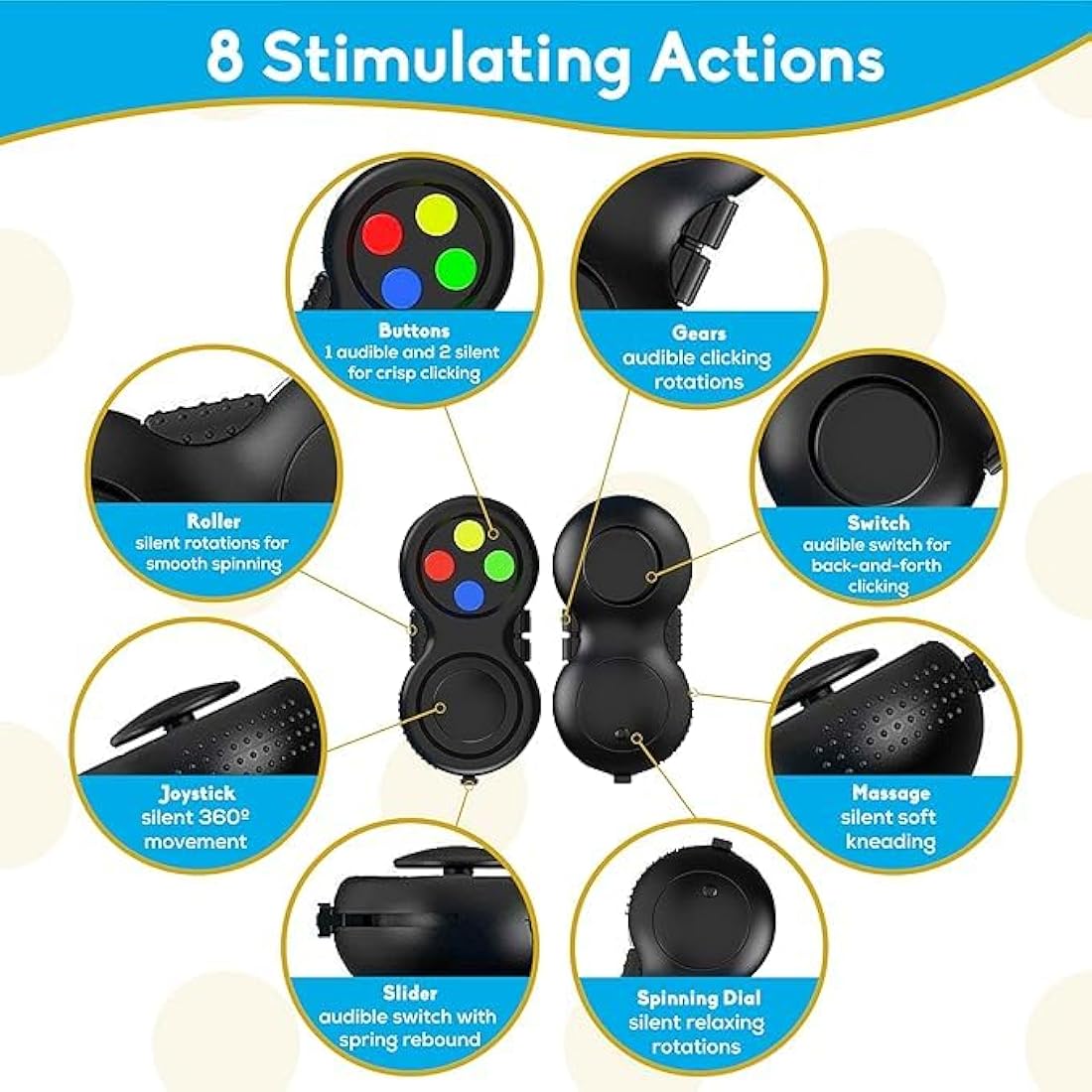 PILPOC Fidget Pad Controller – 8-Function Sensory Toy for Focus & Stress