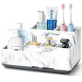 White Marble Toothbrush Holder | 6-Slot Non-Slip Organizer