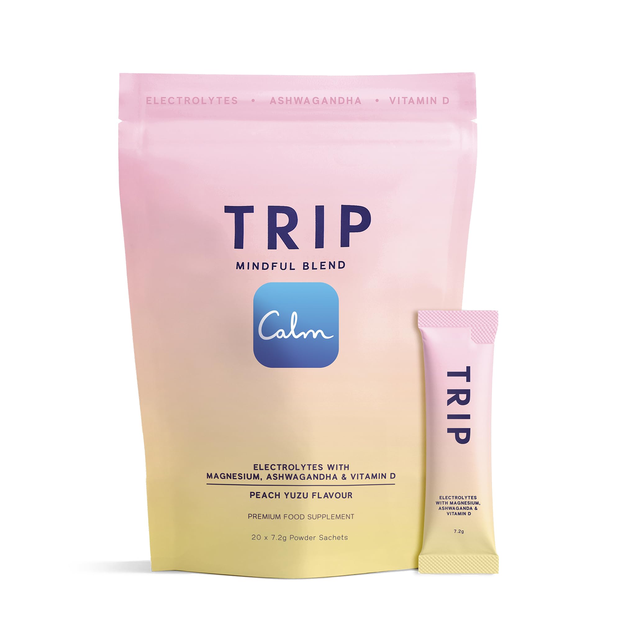 Trip Peach Yuzu Electrolyte Powder | Sugar-Free Hydration | 20 Pack