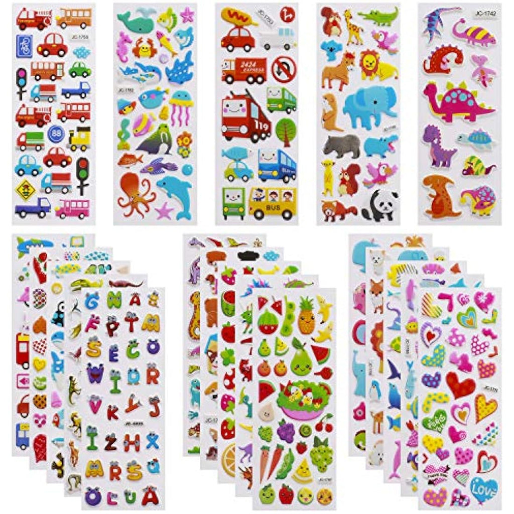 Meafeng 3D Puffy Stickers for Kids – 24 Sheets Vivid Reward Craft Stickers