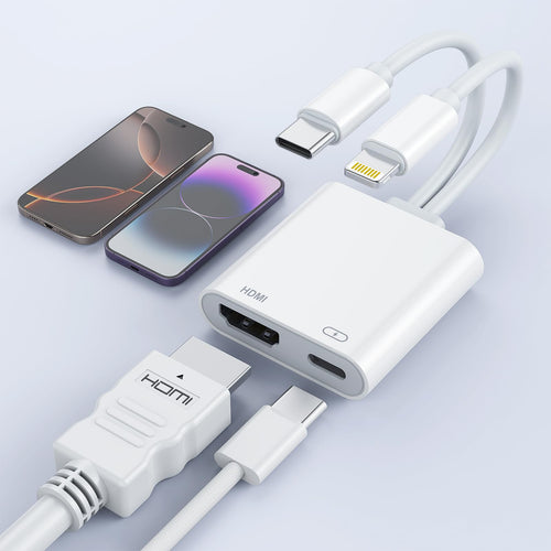 2-in-1 USB-C & Lightning to HDMI Adapter | 4K@60Hz MFi Certified
