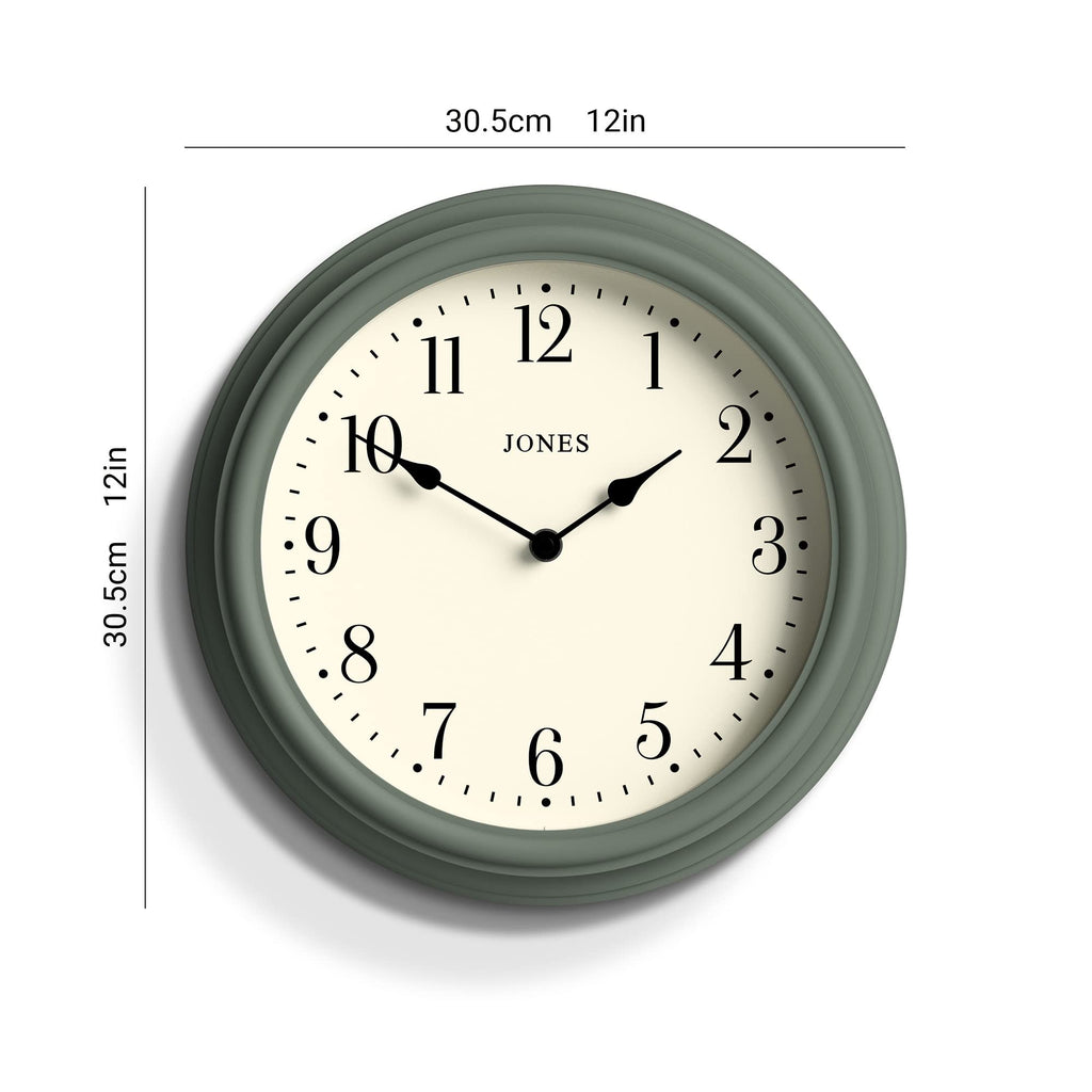 Jones Clocks Venetian Wall Clock – 30cm Round Green Arabic Dial