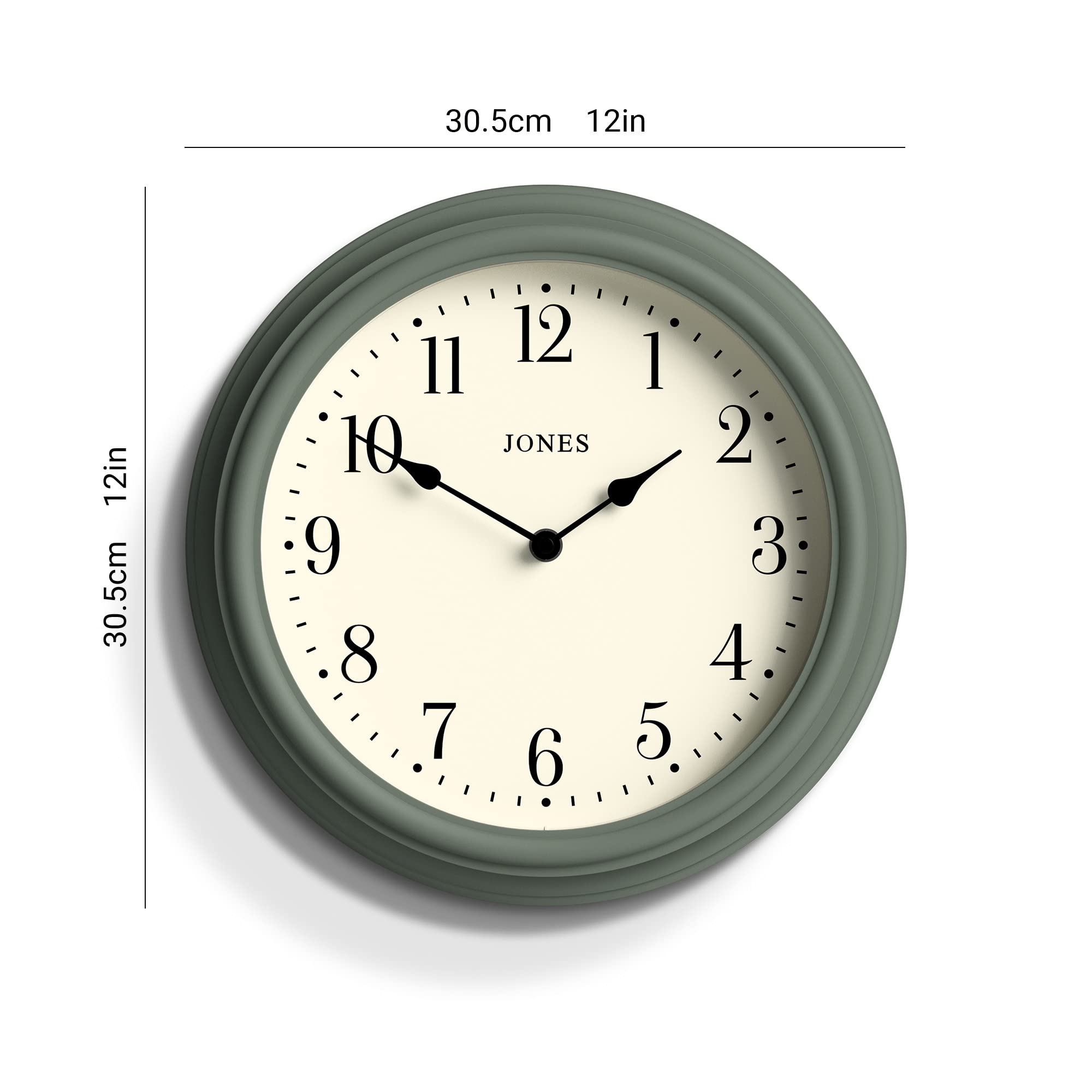 Jones Clocks Venetian Wall Clock – 30cm Round Green Arabic Dial