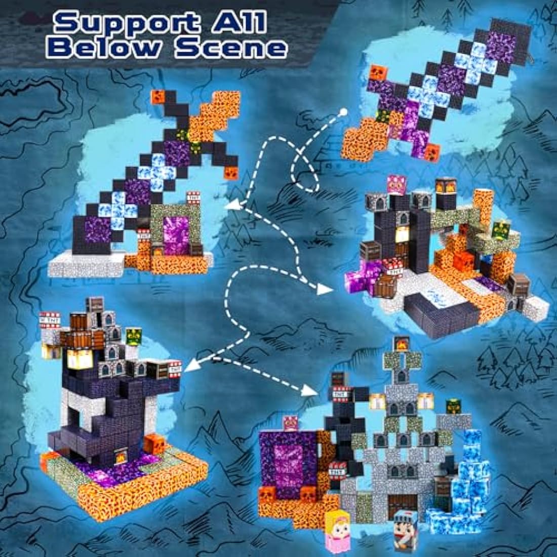 GraceDuck Magnetic Blocks - 150 Piece Dark Castle STEM Building Toys