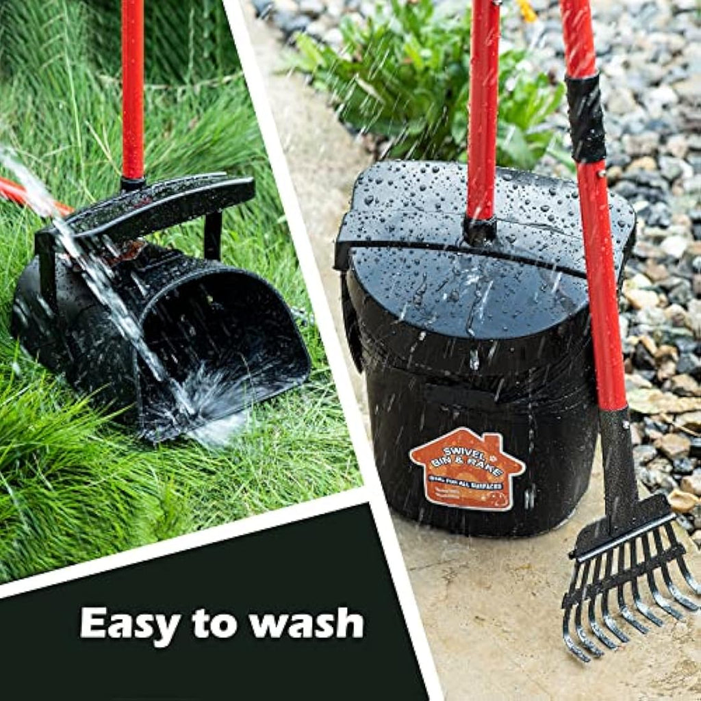 Pooper Scooper – Large Swivel Bin and Rake with 36" Handle