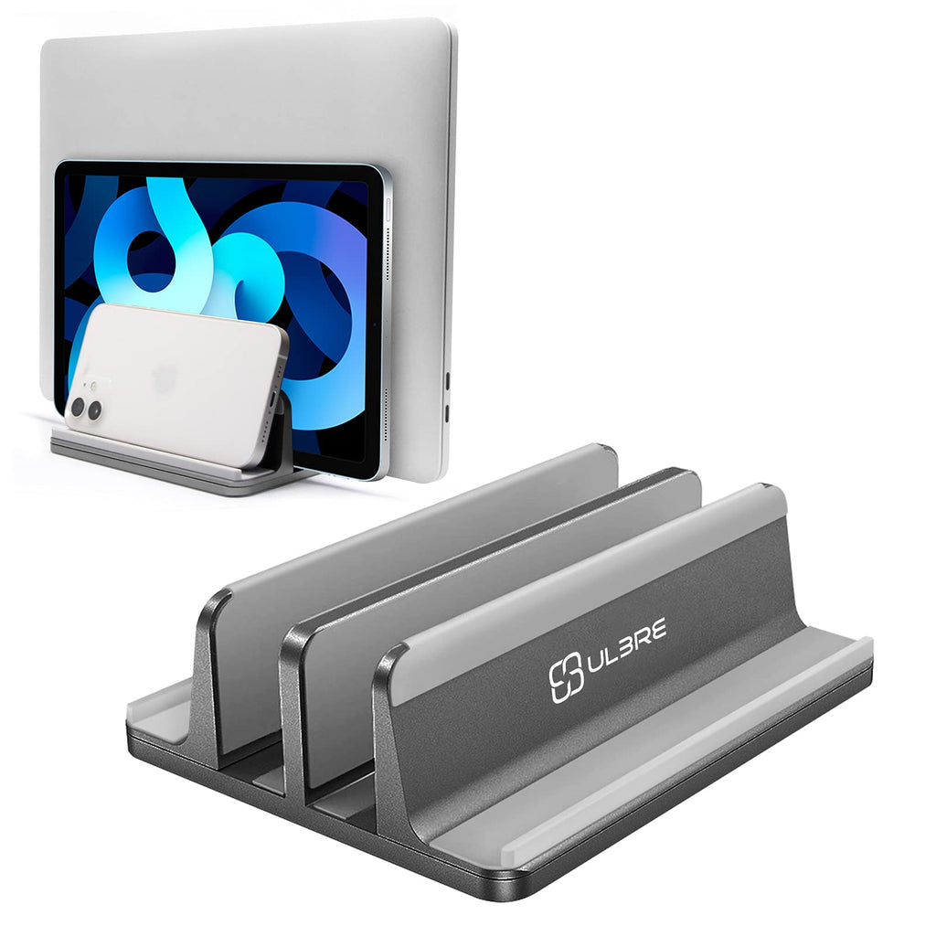 Vertical Laptop Stand 2021 ver.,ULBRE Double Adjustable 4 Slot Desktop MacBook Stand Holder Dock Compatible with All MacBook Chromebook Surface