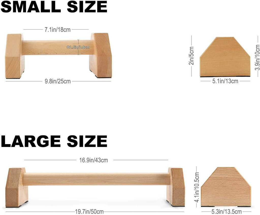 PELLOR Wooden Push-up Bars – Non-Slip I-Shaped Parallettes Stands