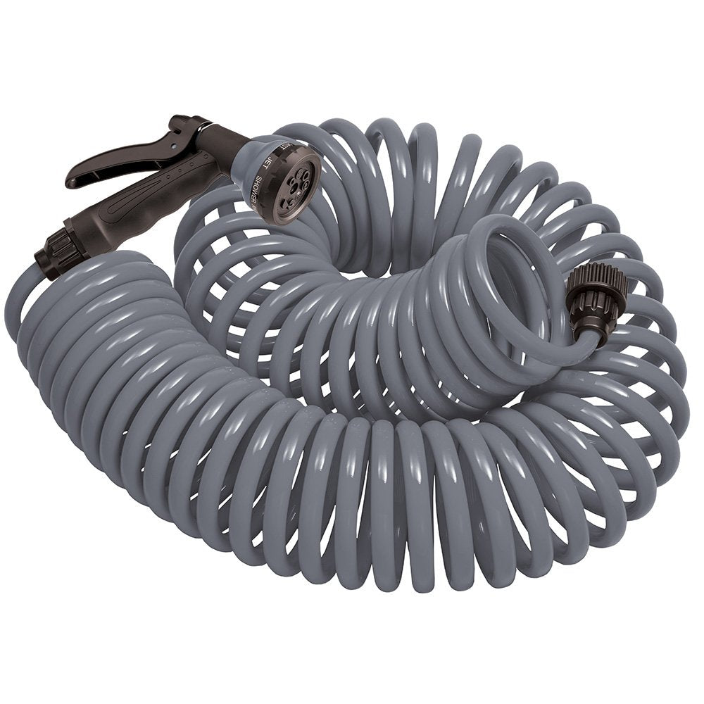 Orbit 50 ft. Coil Garden Hose with 8-Pattern Spray Nozzle - Gray