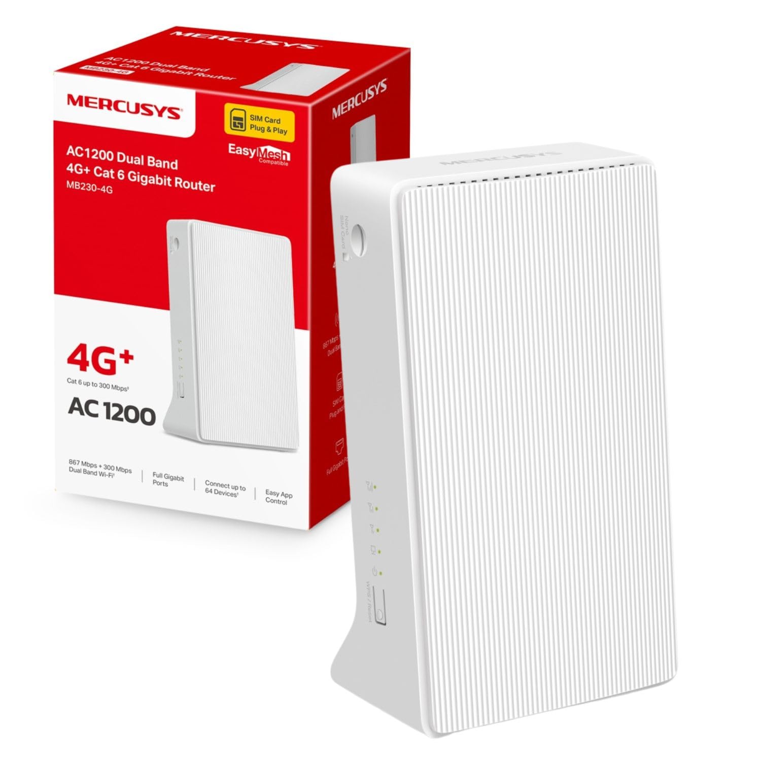 MERCUSYS MB230-4G AC1200 4G+ CAT6 WiFi Router | Unlocked Sim Slot