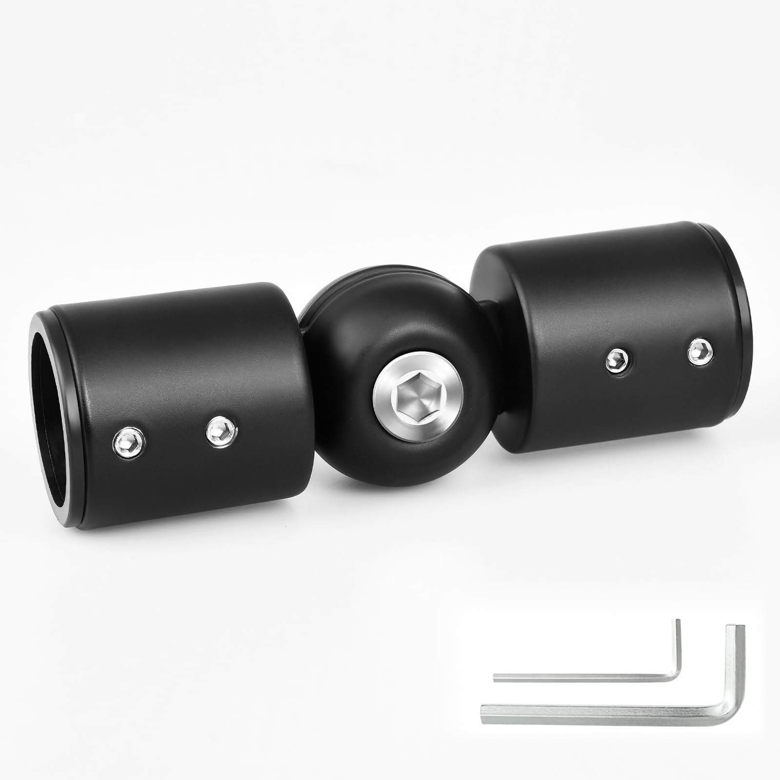 Heavy Duty Bay Window Curtain Rod Corner Connector, 1" Black