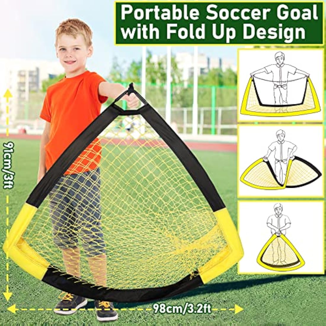 Happy Jump Portable Pop Up Football Goal – Foldable Kids Soccer Net