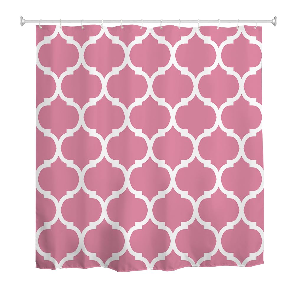 Jolof Store Pink Moroccan Shower Curtain | Waterproof Polyester, 180x180cm