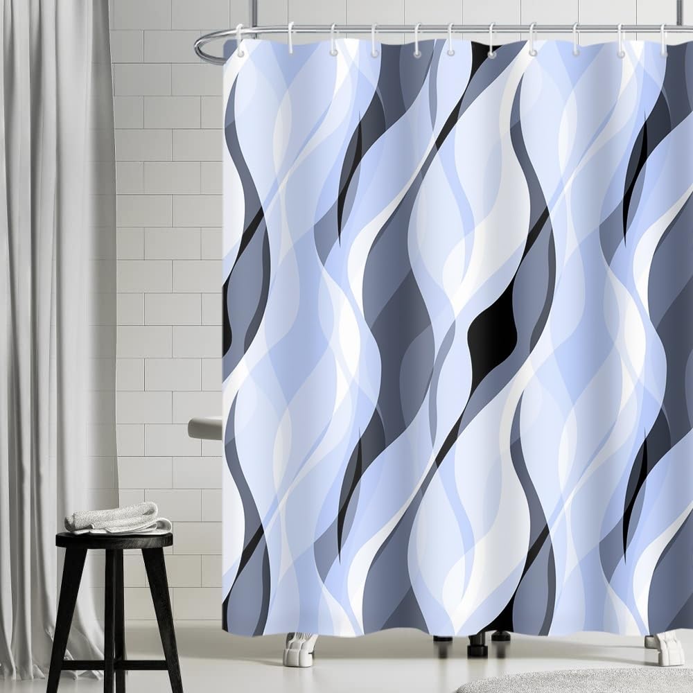 Uiiooazy Blue Geometric Shower Curtain | Waterproof Polyester Fabric