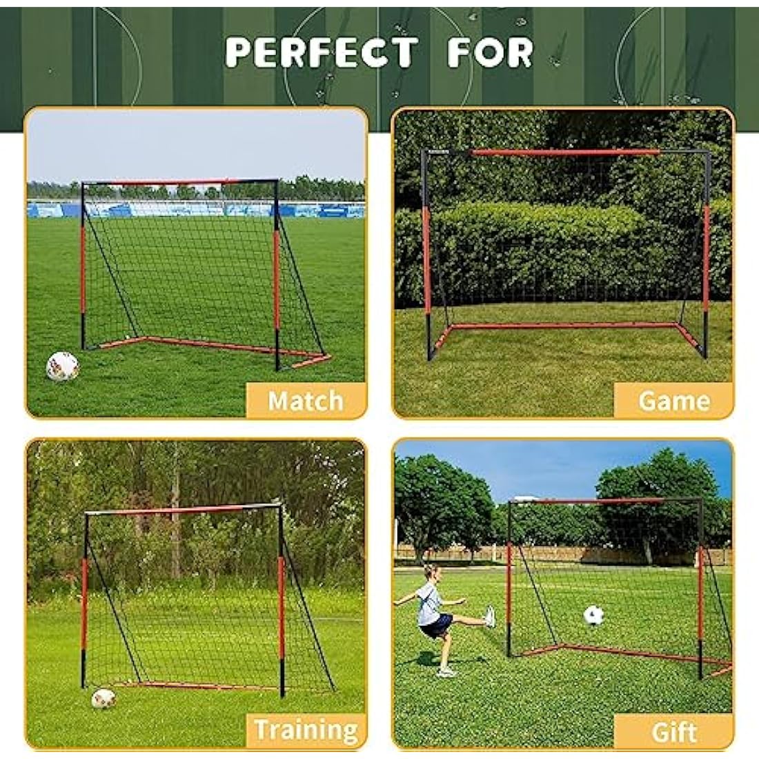 KAIHAOWIN Steel Football Goal Post – All Weather Training Soccer Net