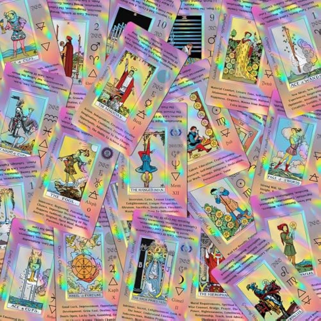 Smoostart Pink Holographic Tarot Cards Deck with Meanings for Beginners
