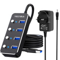 VKUSRA Powered USB 3.0 Hub – 4 Port Ultra Slim Splitter with AC Adapter