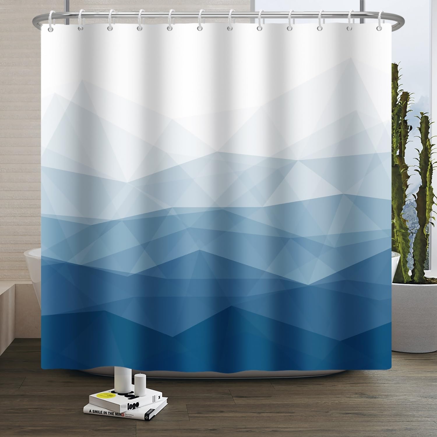Blue Abstract Shower Curtain | Waterproof Polyester Bathroom Decor
