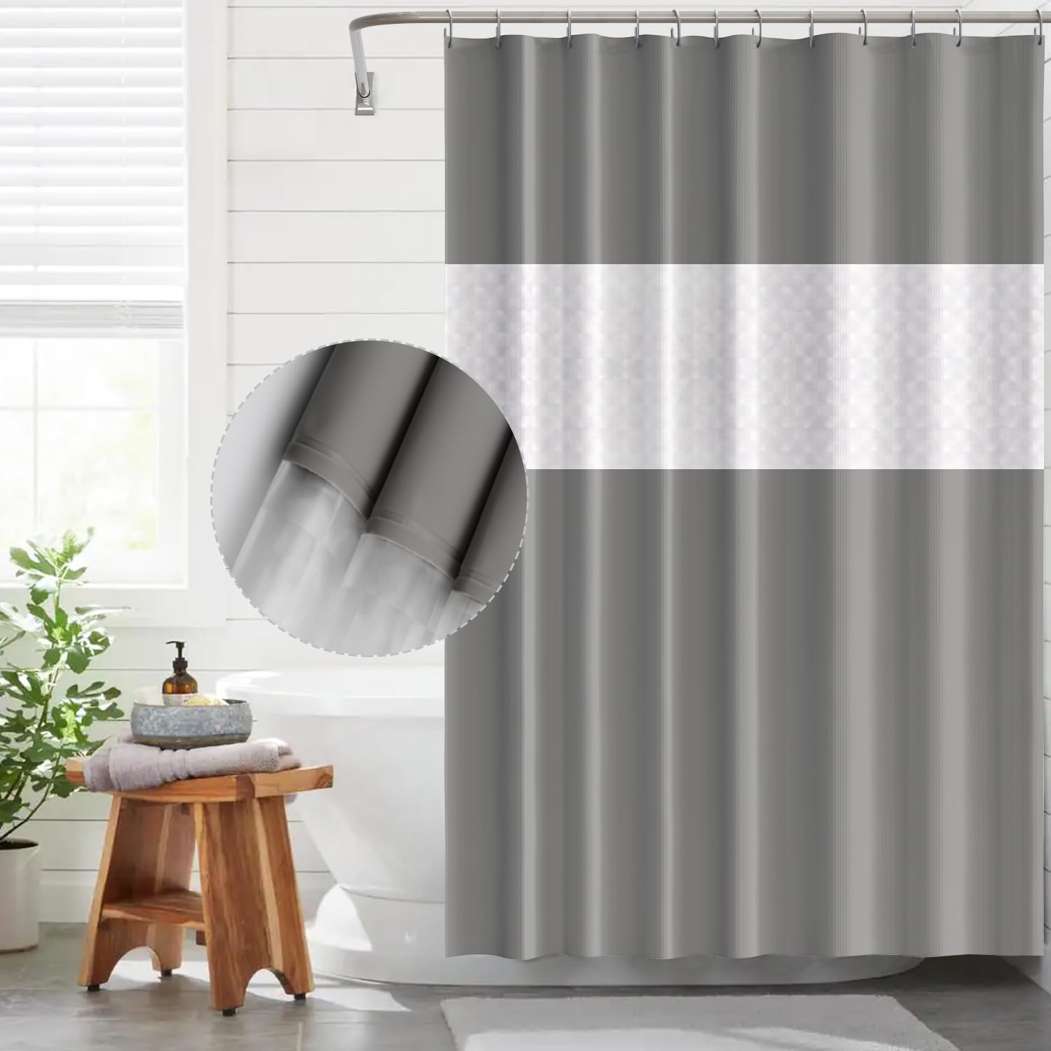 Funria Waterproof Shower Curtain | Mildew Resistant PEVA – 180x200cm