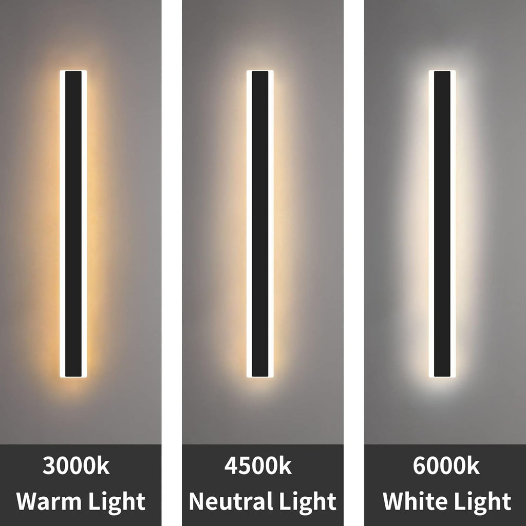 Mikeru 120CM Outdoor LED Wall Light | 42W IP65 Waterproof Black Sconce