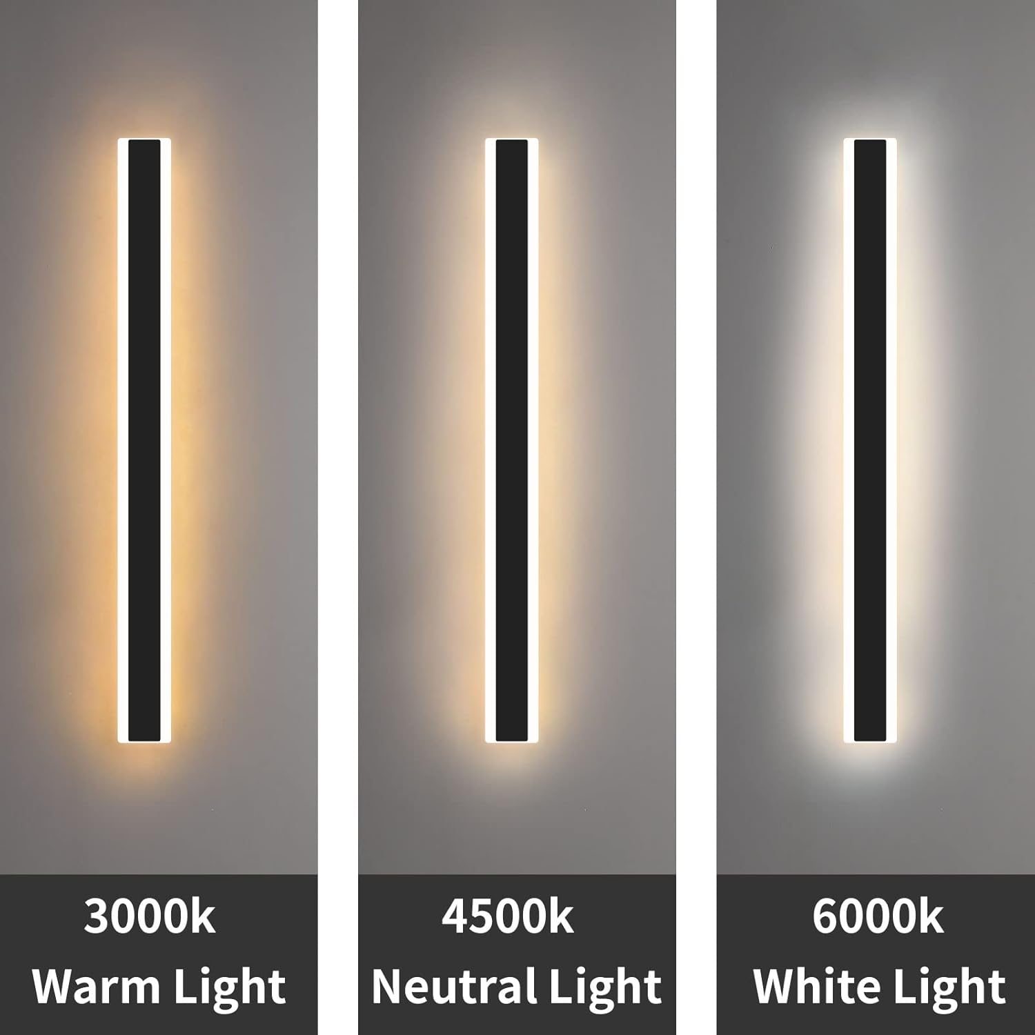 Mikeru 120CM Outdoor LED Wall Light | 42W IP65 Waterproof Black Sconce
