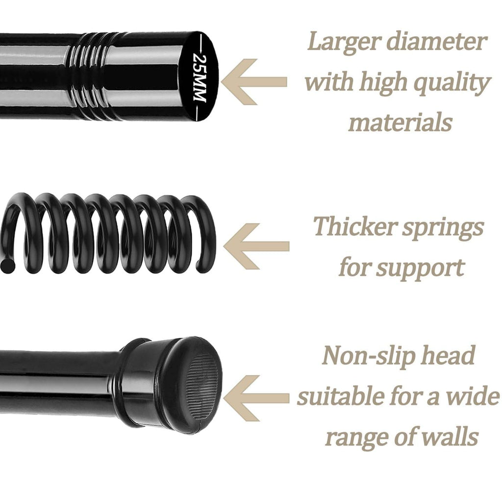 Shower Curtain Pole Extendable No Drill Curtain Poles White Curtain Rods Extendable For Windows,Bathroom,Wardrobe,Kitchen Closet Door White 83-145CM