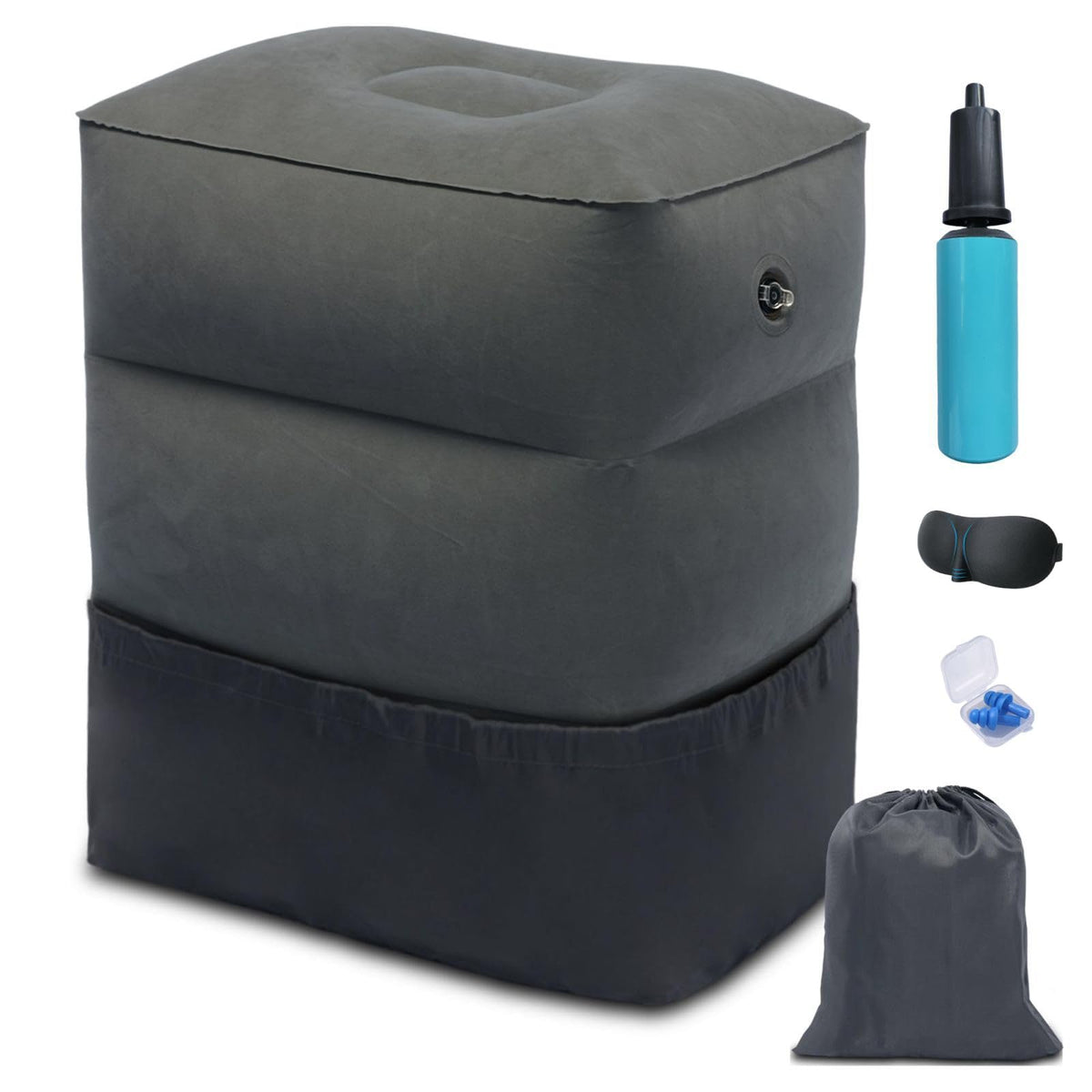 Inflatable Foot Rest Pillow, Airplane Travel Pillow, Multifunctional Adjustable 3 Layers Height Foot Rest - image 1
