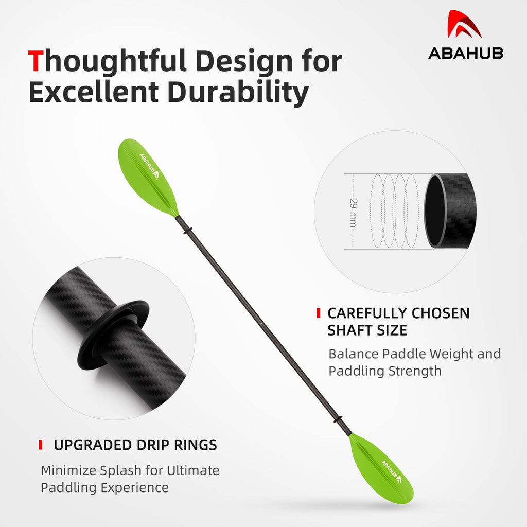 Abahub Carbon Fiber Kayak Paddle – 90.5 Inch Lightweight Oar with Leash