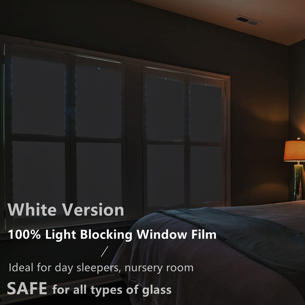 FEOMOS White Blackout Window Film | 100% Light Blocking Static Cling