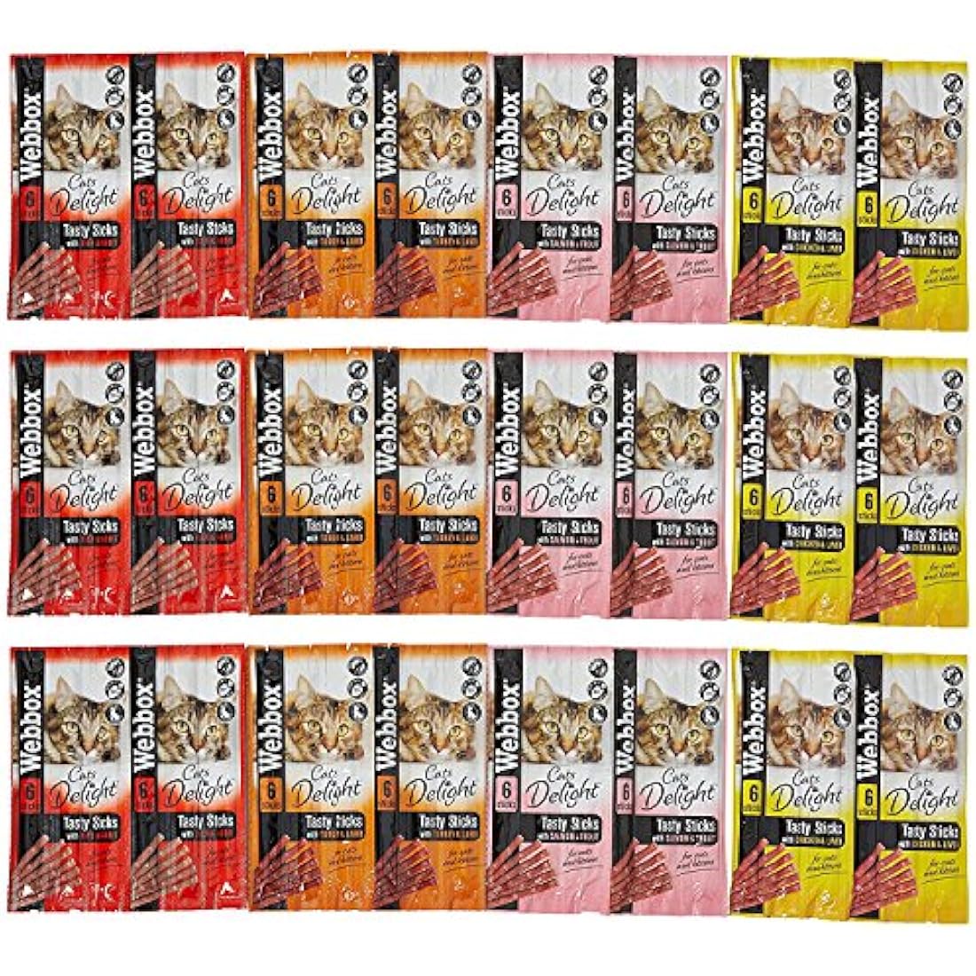 Webbox Cats Delight Tasty Sticks Variety Pack - 24 Cat Treat Chews