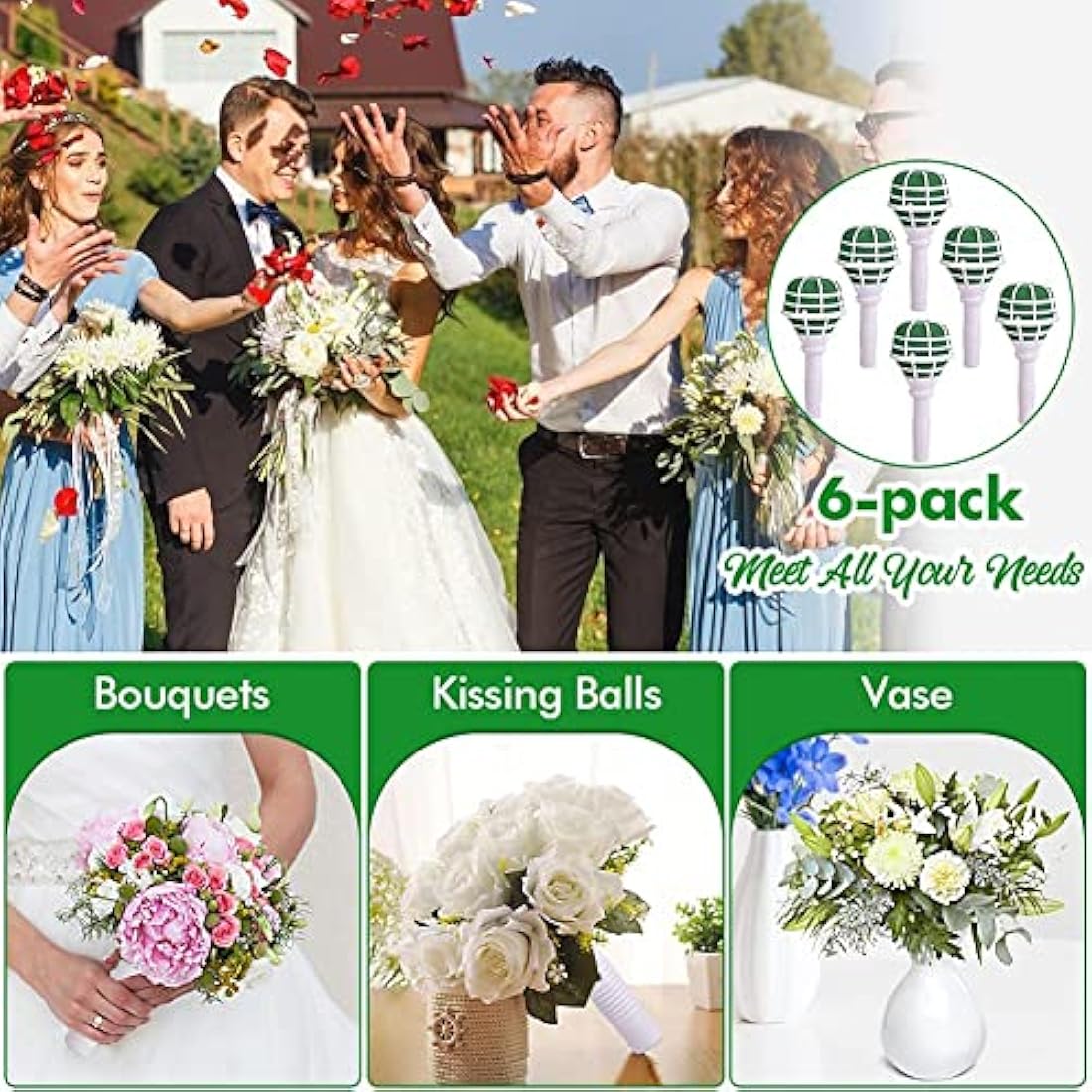 Jolof Store 6 Pack Floral Foam Bouquet Holders for DIY Wedding Flowers