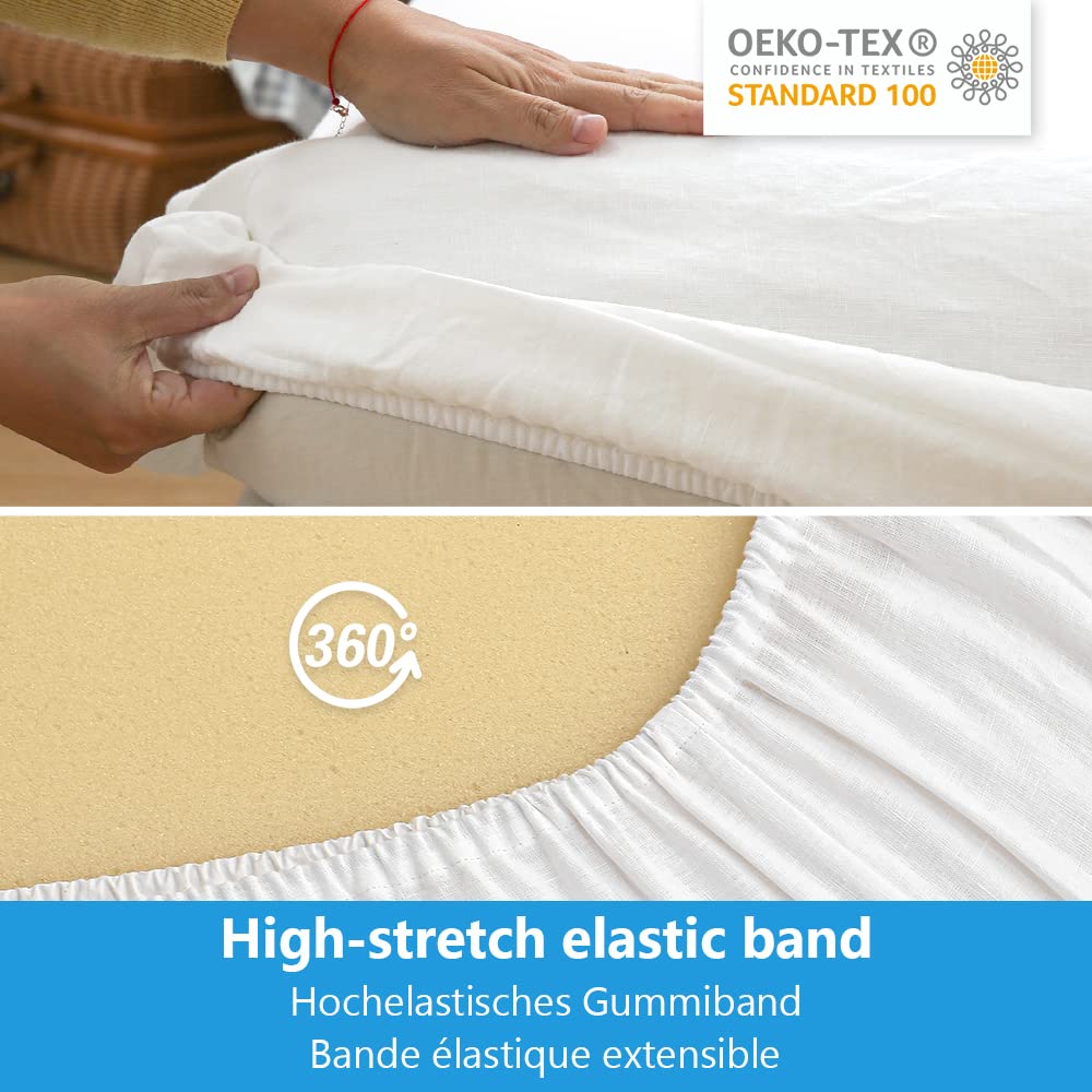 Simple&Opulence 100% Pure Linen Fitted Sheet | 35cm Deep Pocket - King