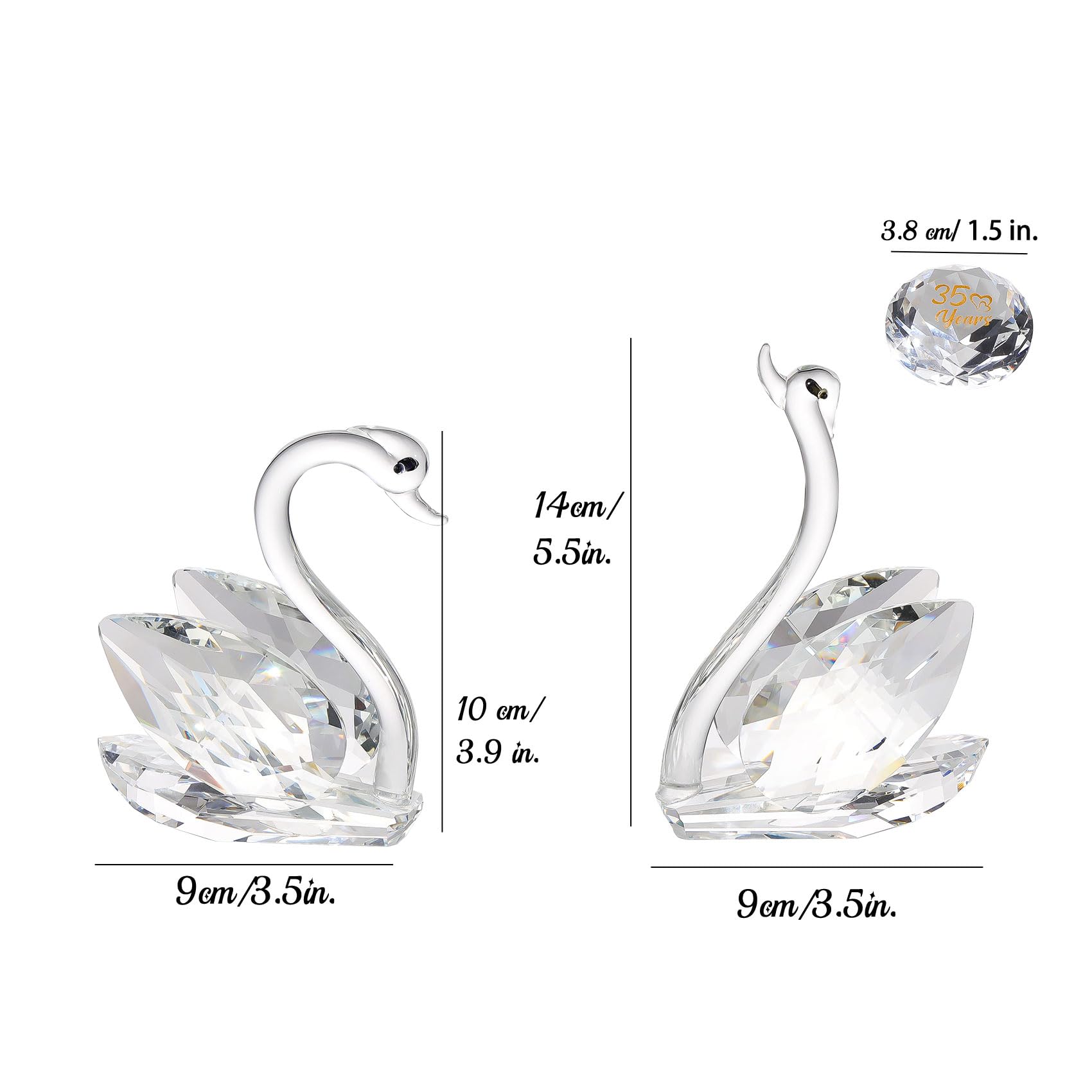 Crystal Swan Figurine | 35th Wedding Anniversary Glass Gift
