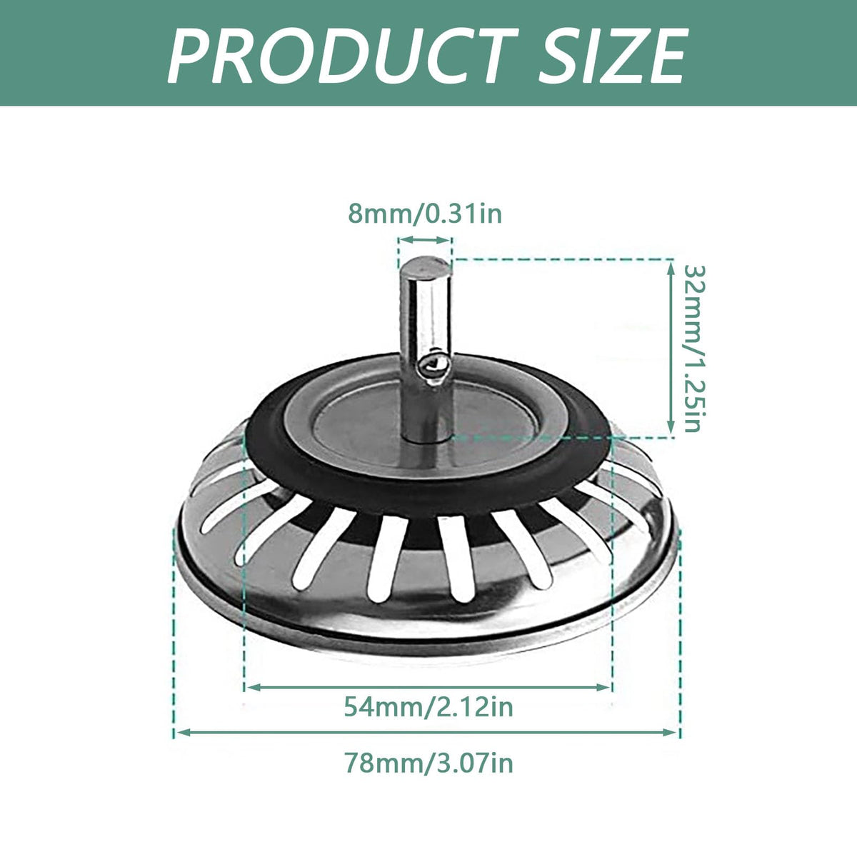 2Pcs Stainless Steel Sink Drainer Plug Strainer