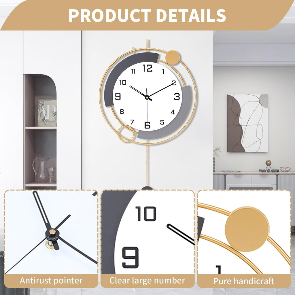 Jolof Store Large Modern Wall Clock – Silent Quartz Pendulum Clock