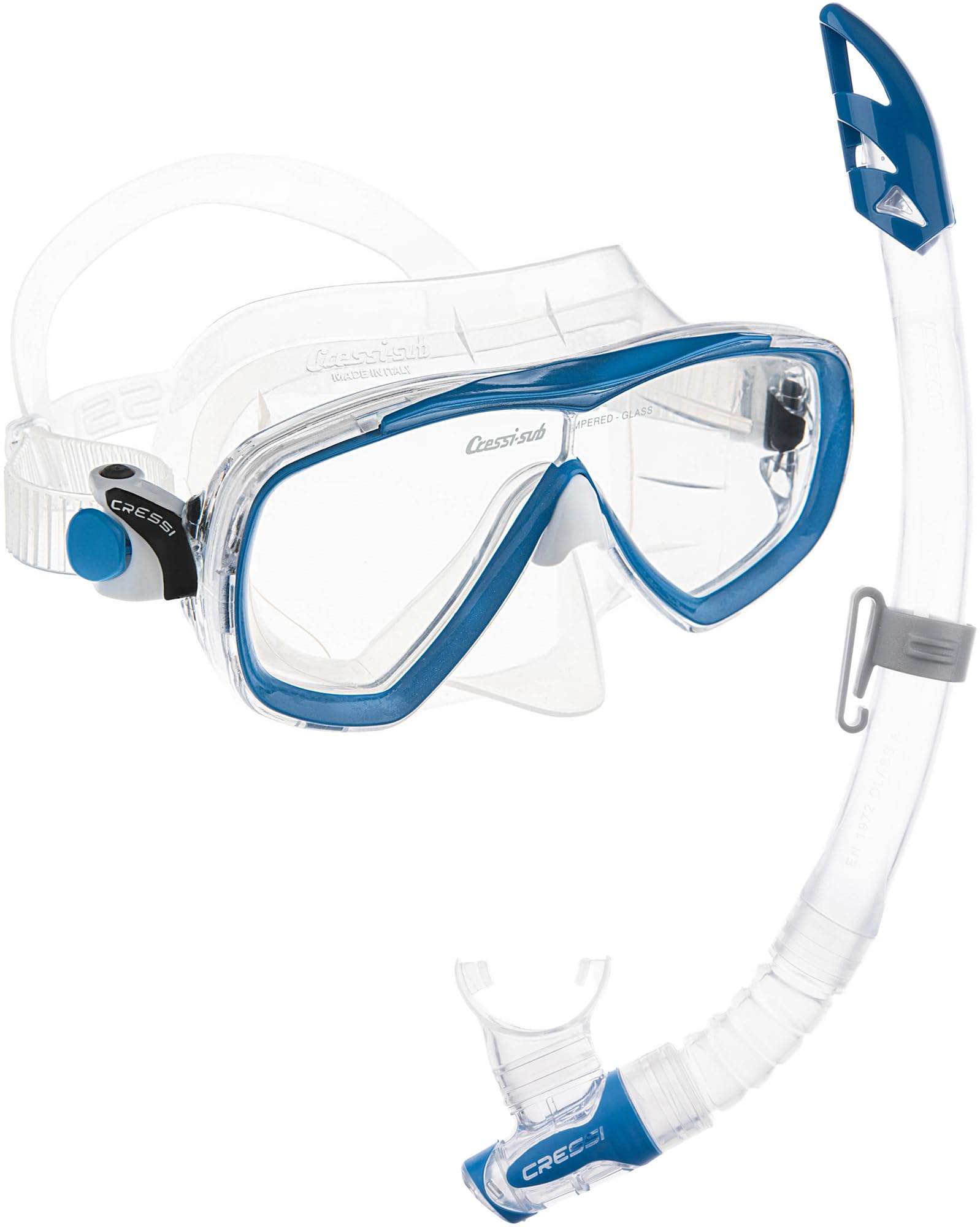 Cressi Estrella Snorkeling Set – Mask and Gamma Snorkel Combo, Blue