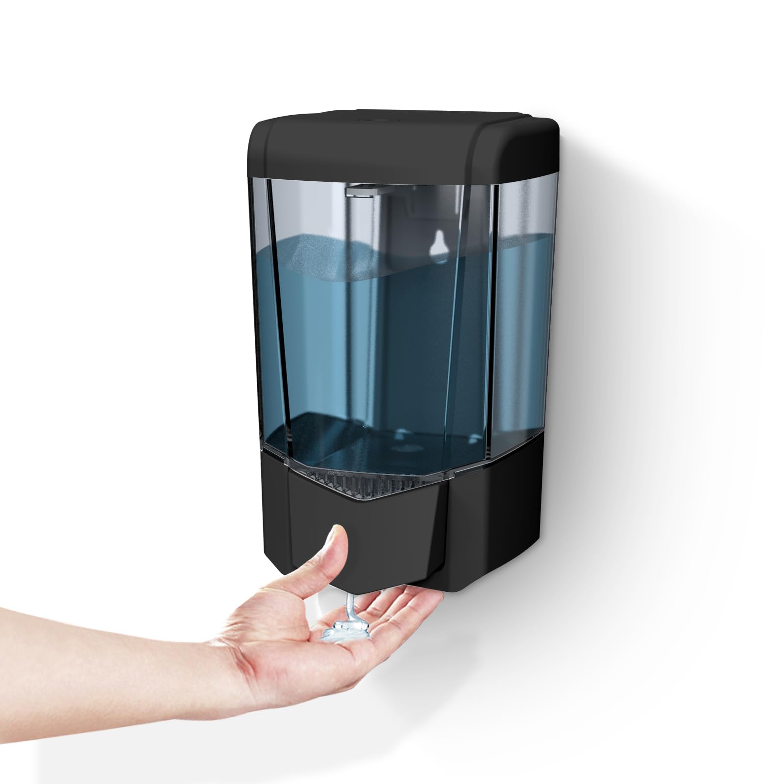 BEZADI 600ml Wall Mount Soap Dispenser | No Drill ABS Black Liquid Pump