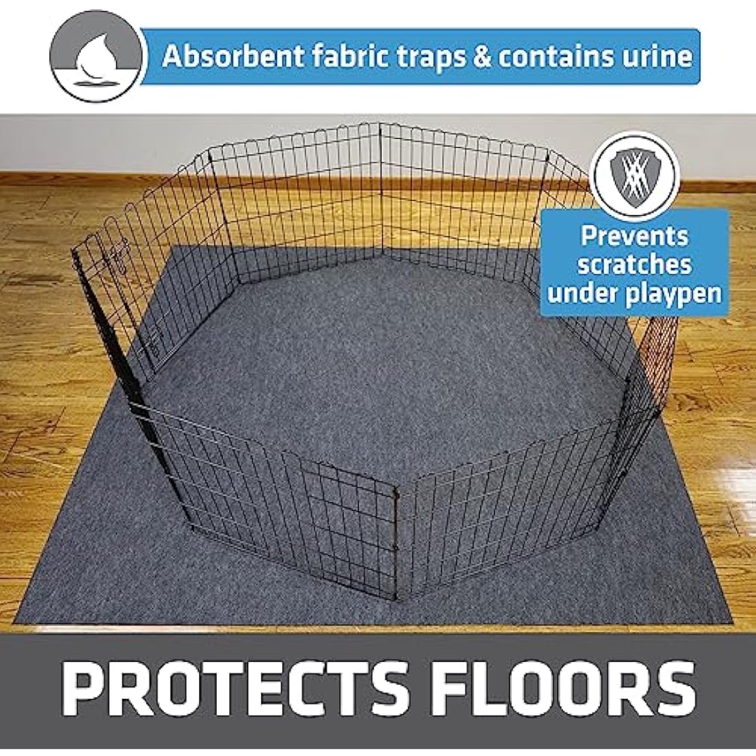 Drymate Dog Playpen Mat – Waterproof Absorbent Puppy Pad, XL 60x74