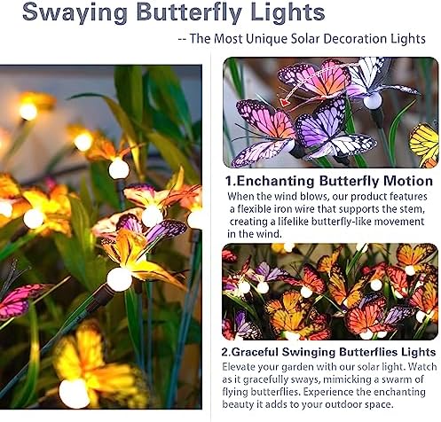 Jolof Store Solar Butterfly Garden Lights – Swaying Outdoor Decor (4 Pack)