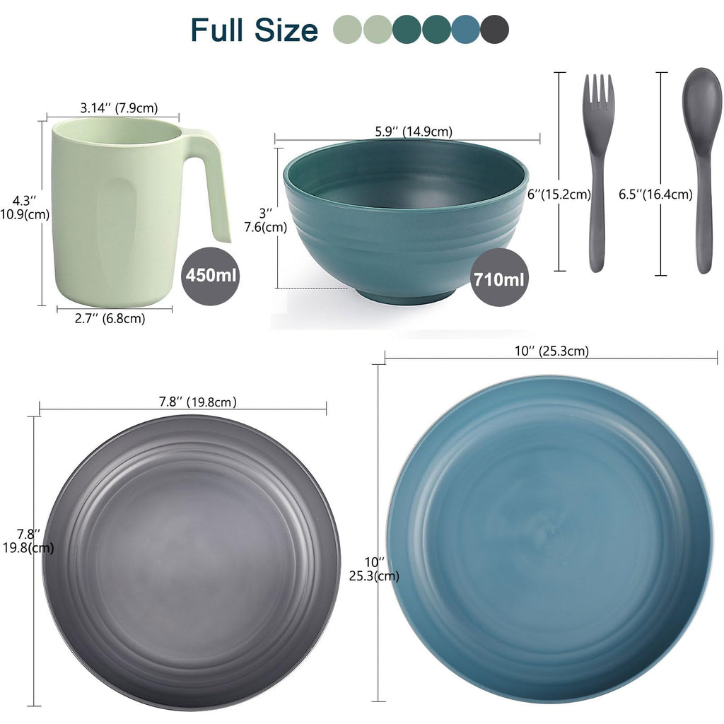 36pc Unbreakable Dinnerware Set – Microwave Safe Camping Plates