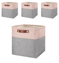 Mangata Fabric Storage Cubes - Set of 4 Kallax Baskets, Grey Pink