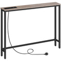 HOOBRO Slim Console Table with Charging Station - 100cm Greige Sofa Table