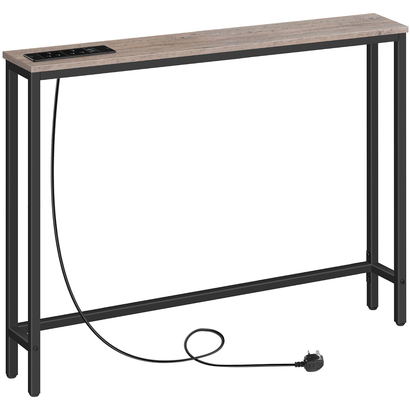 HOOBRO Slim Console Table with Charging Station - 100cm Greige Sofa Table