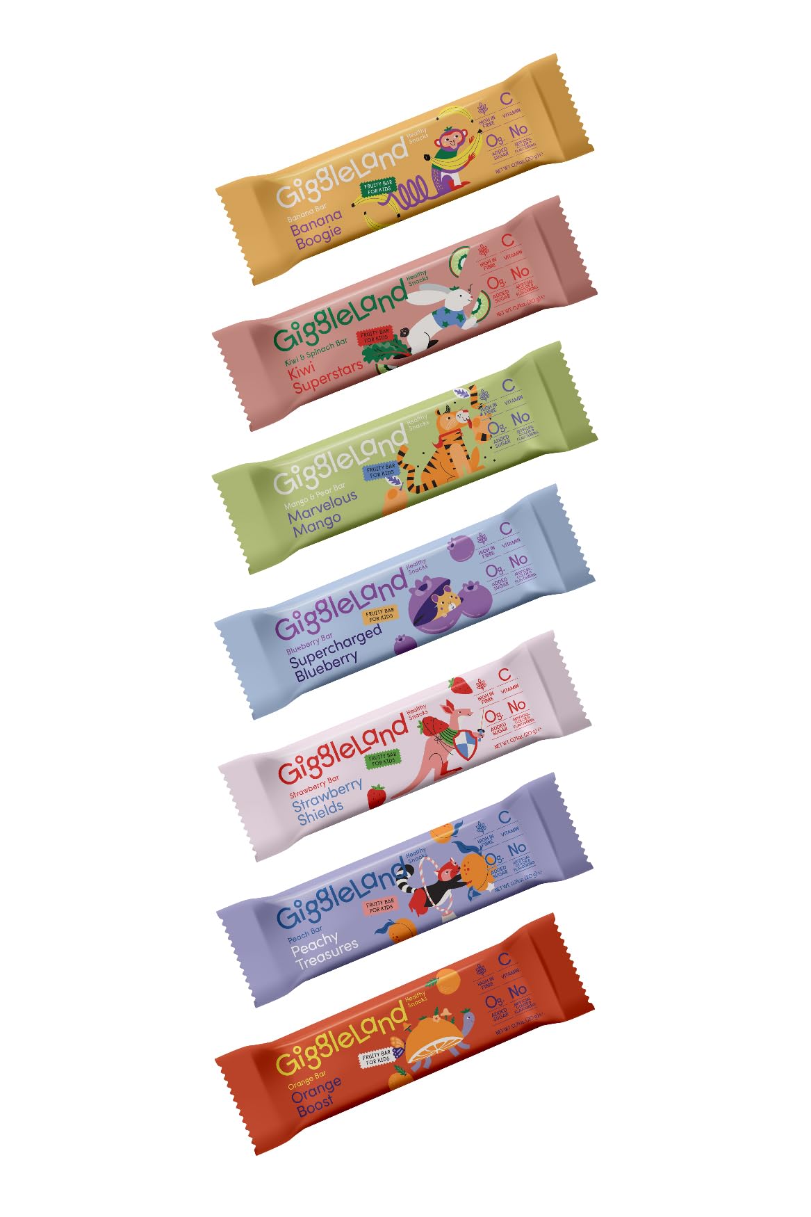 Giggleland Fruit Leather Snacks - 100% Dried Fruit Multipack - 7 x 20g