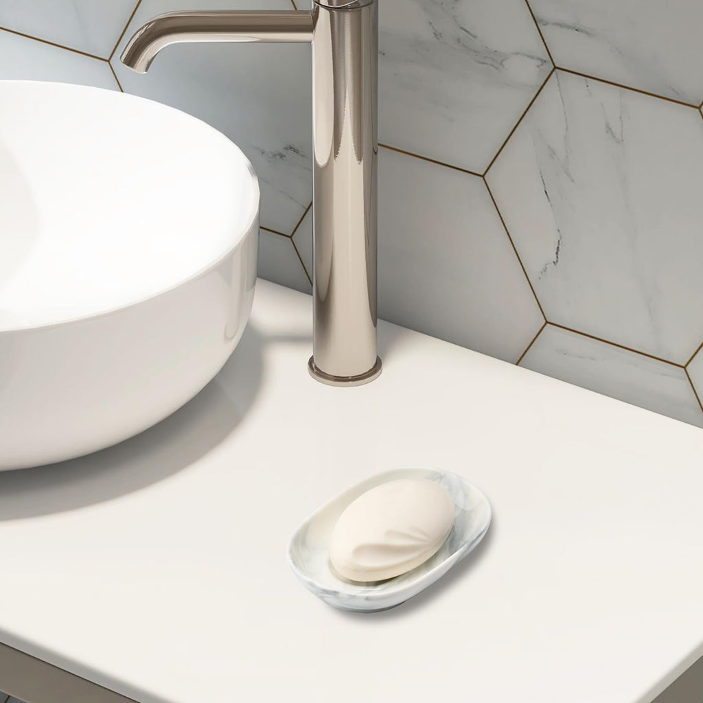 YoHyien Ceramic Soap Dish, Anti-Slip Marble Soap Dish for Bathroom, Soap Tray Dish, Soap Holder for Shower, Kitchen, and Sink - image 4