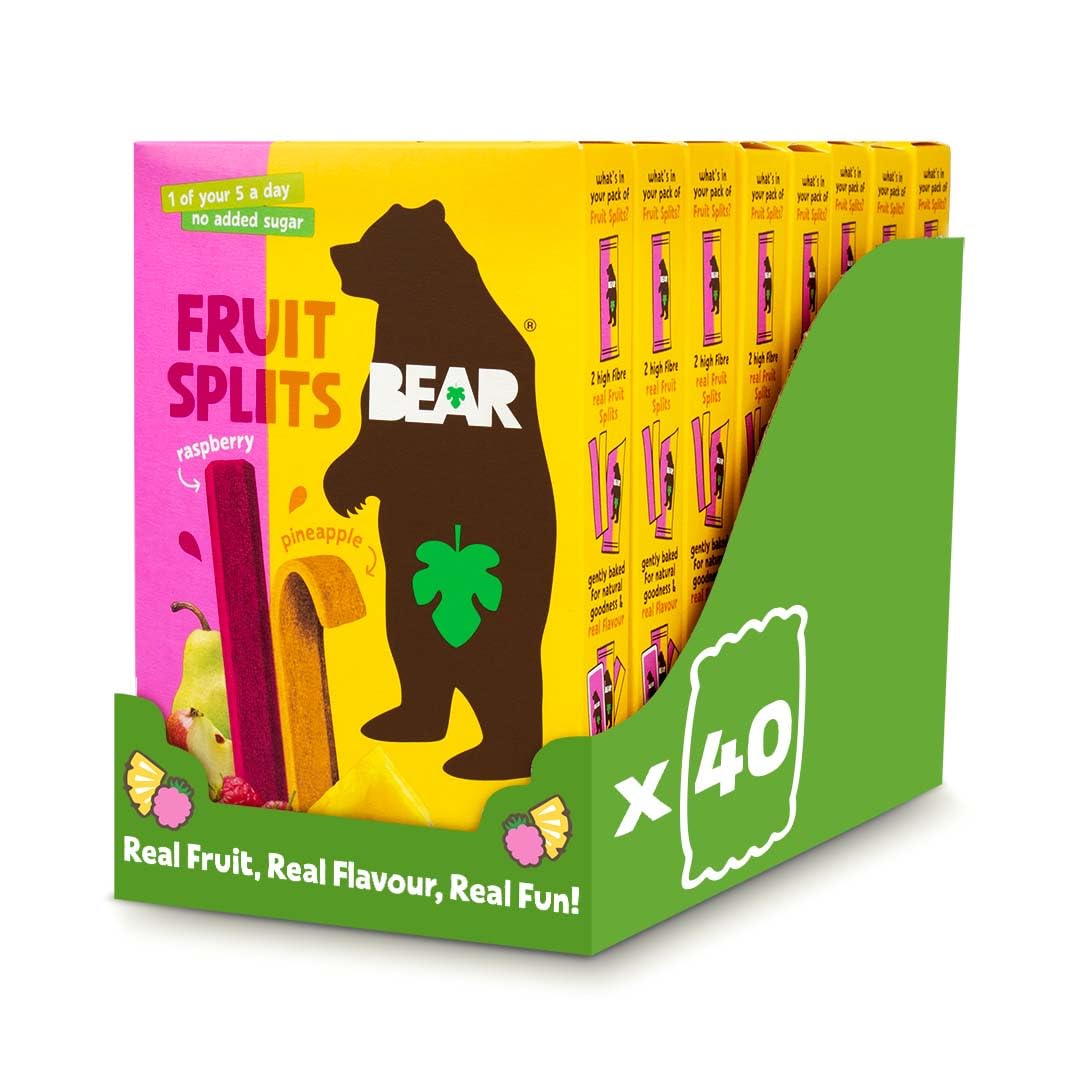 Bear Fruit Splits Pineapple & Raspberry Healthy Snacks - 40 Pack (8x5x20g)